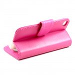Wholesale iPhone 5 5S Simple Leather Wallet Case with Stand (Hot-Pink)